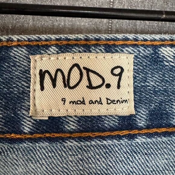 Mod9  Mod7 High Rise Light Blue Acid Wash Wide Straight Leg Unisex Jeans Size 33 - Picture 8 of 12